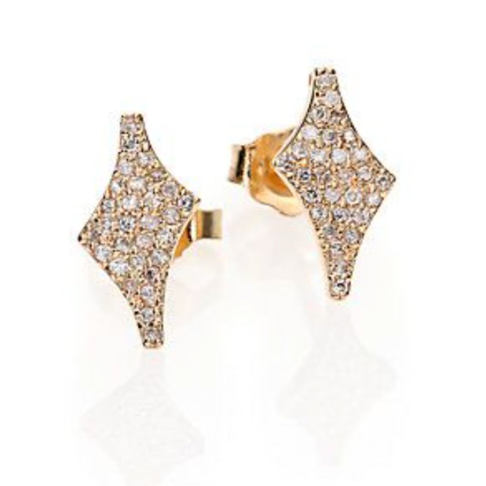 Paige Novick Phyne solid 14k Gold and Diamond Pave stud earrings